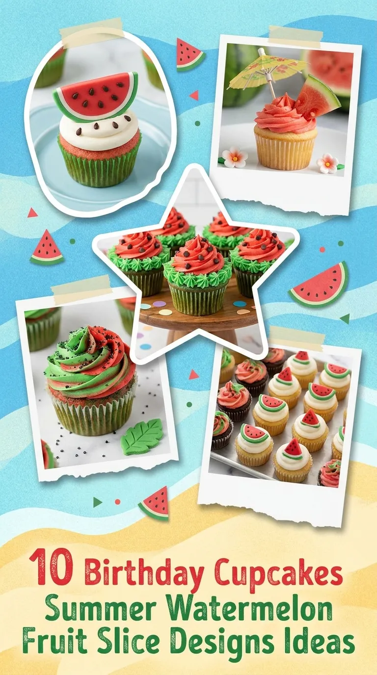 10 Birthday Cupcakes Summer Watermelon Fruit Slice Designs Ideas