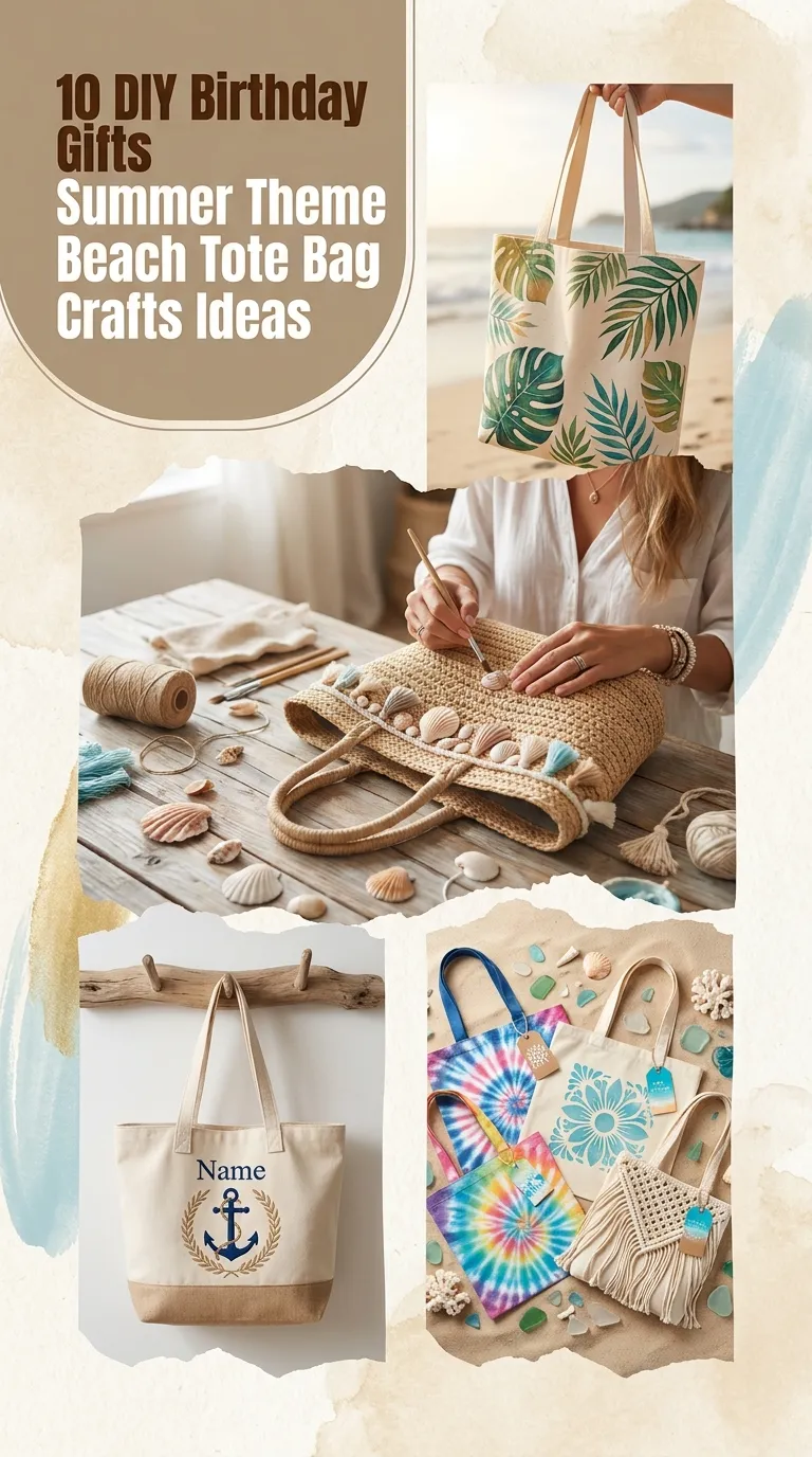 10 DIY Birthday Gifts Summer Theme Beach Tote Bag Crafts Ideas