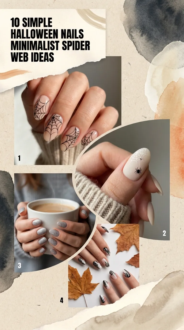 10 Simple Halloween Nails Minimalist Spider Web Ideas